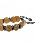 Bracciale Tibetano con 8 Simboli Buon Auspicio in osso marrone - Regolabile - clorophilla-shop