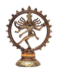 Statua Shiva Nataraj in ottone bicolore - 20cm