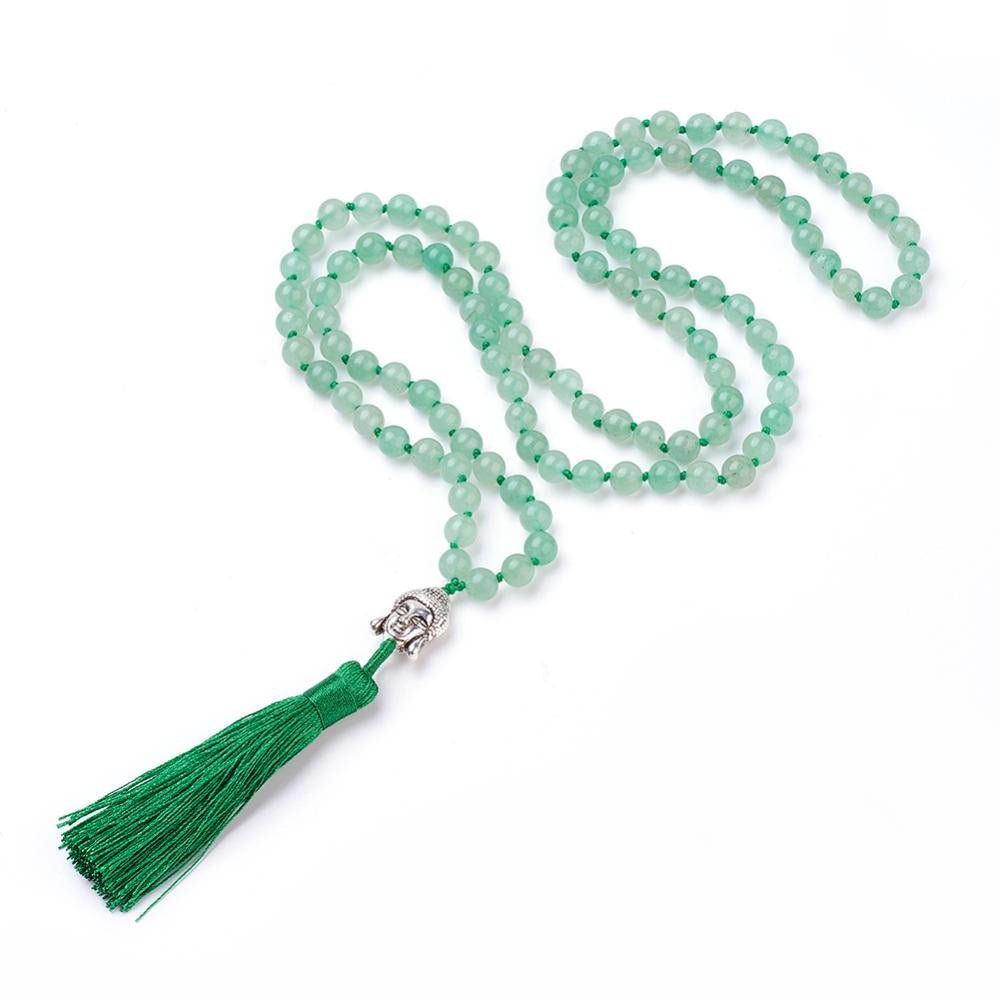 Mala in Avventurina verde con Nappa e Buddha - Collana Rosario 108 grani - Clorophilla Shop