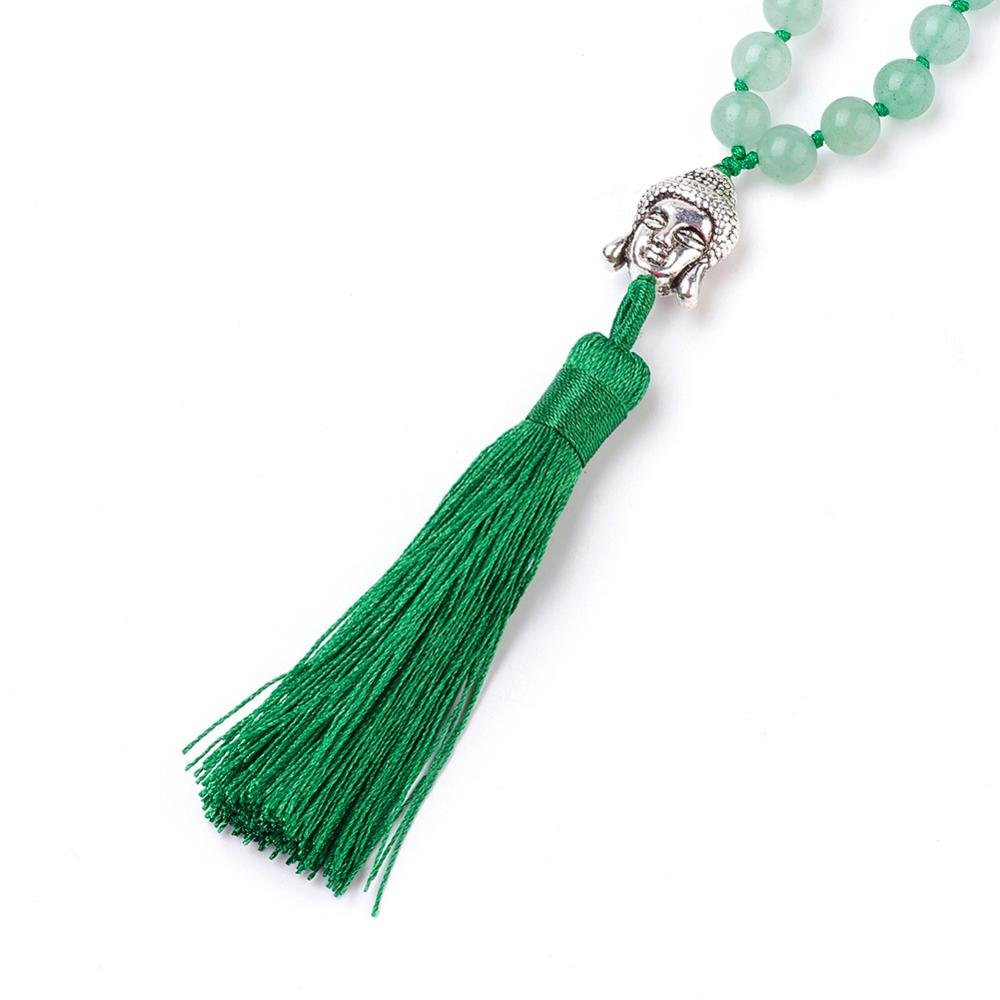 Mala in Avventurina verde con Nappa e Buddha - Collana Rosario 108 grani - Clorophilla Shop