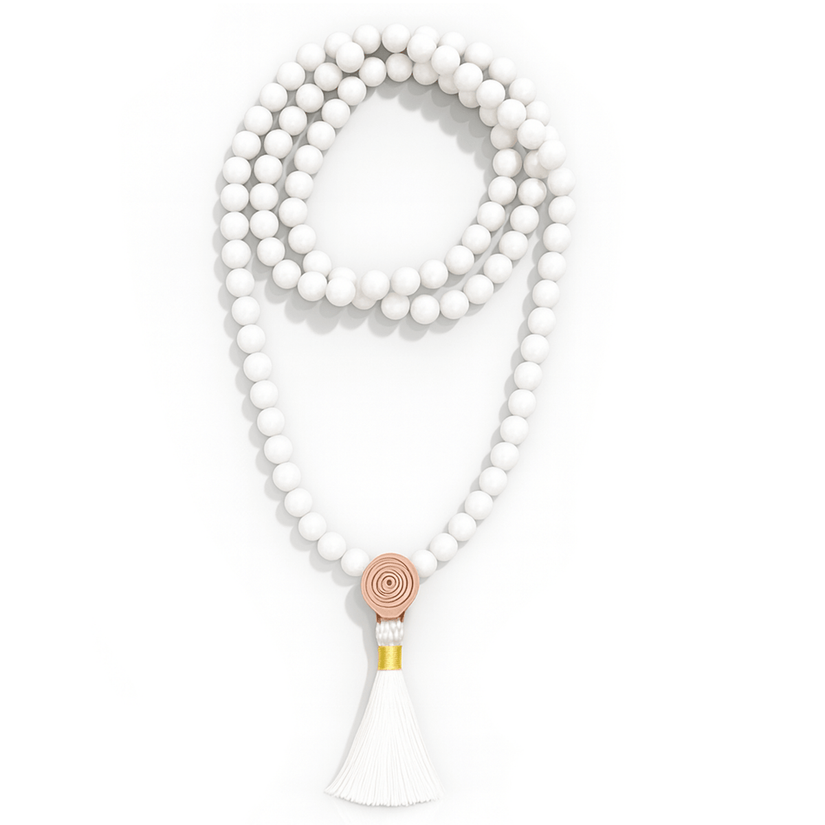 MALA TIBETANA IN AGATA BIANCA - Calma, equilibrio e serenità interiore - Clorophilla Shop