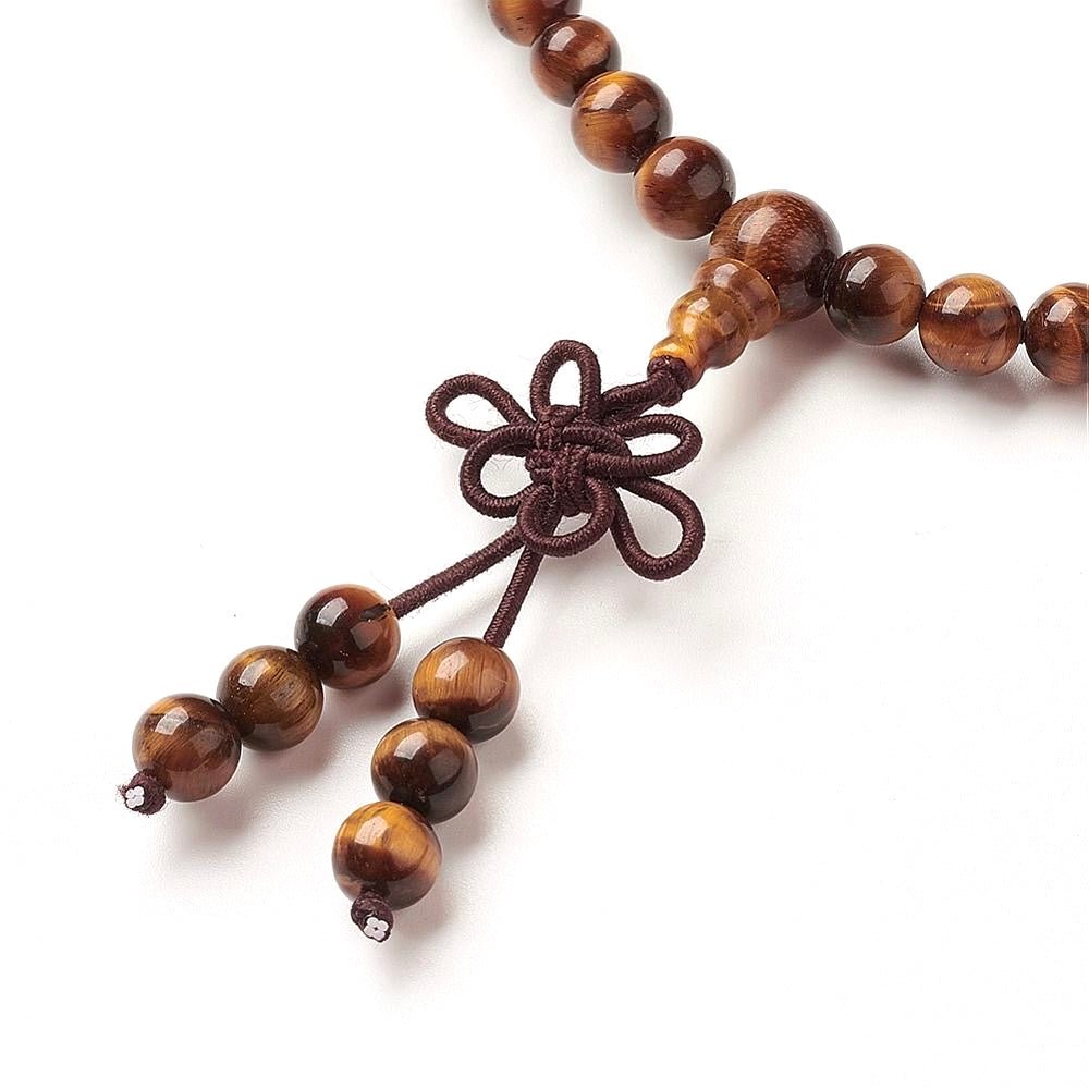 Mala Tibetana in Occhio di Tigre con Chakra - Collana Rosario - Clorophilla Shop