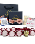 SAMSARA BRACCIALE FESTA DELLA MAMMA IN QUARZO ROSA - Confezione regalo e Cartoline Incluse