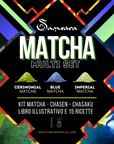 SAMSARA - Matcha Kit, Libro Illustrativo e 15 ricette -  Matcha Blu, Te Matcha Cerimoniale e Imperiale - 10g cad - Rituale Giapponese con Chasen e Chasaku