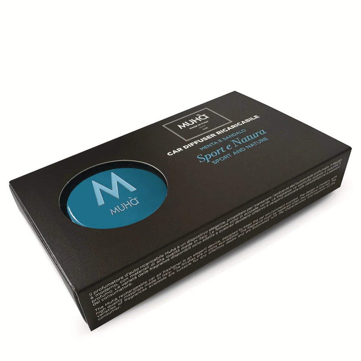 MUHÀ Car Diffuser ricaricabile Menta e Sandalo - Profumatore d'auto Sport e Natura - Clorophilla Shop