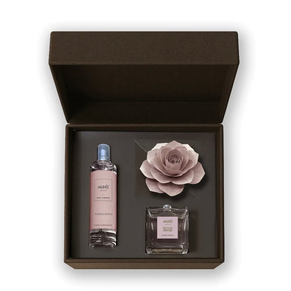MUHÀ COFANETTO REGALO ROSA - Ambra antica - Clorophilla Shop