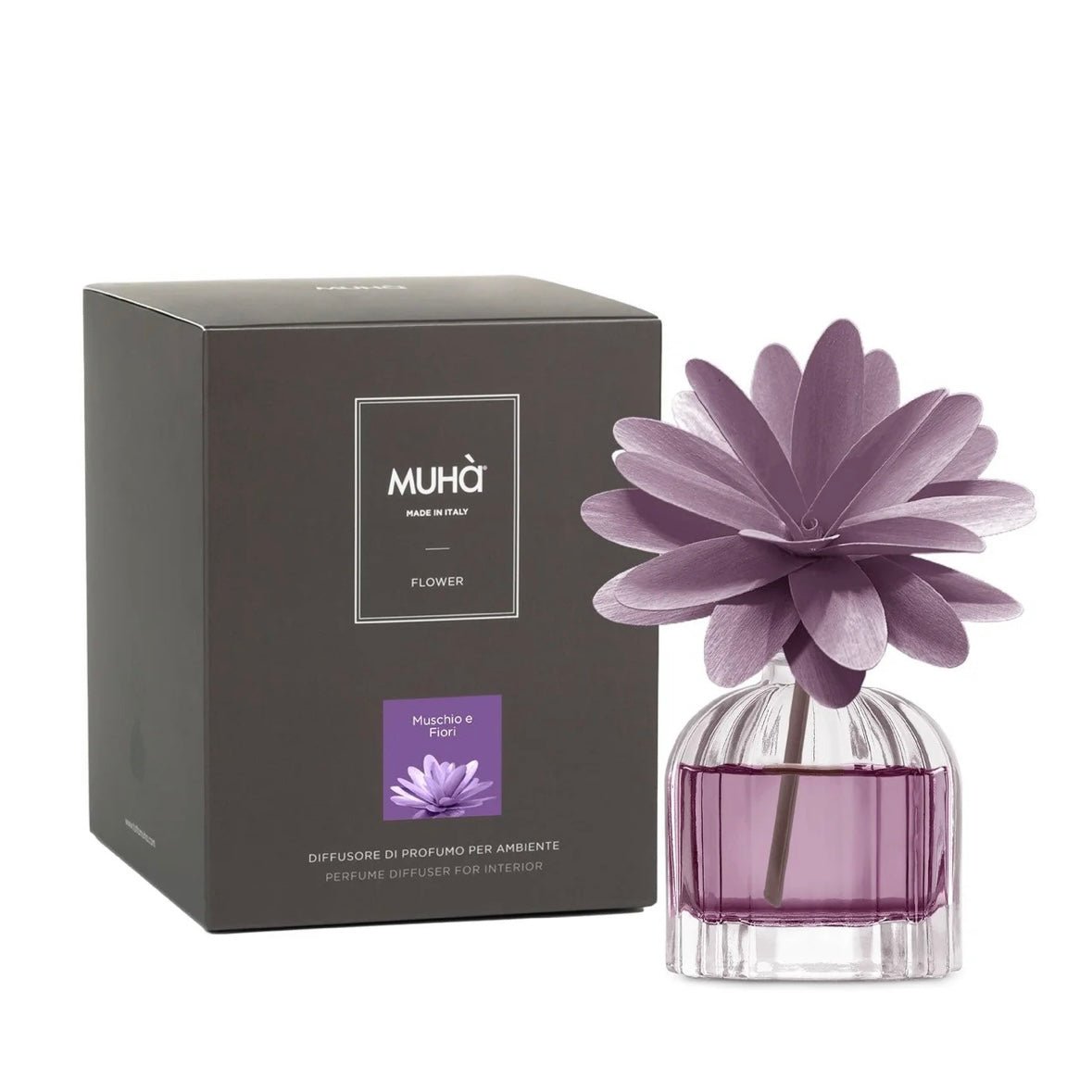 MUHÀ Flower Diffuser Profumatore d'ambiente con fiore - Muschio e Fiori - Clorophilla Shop