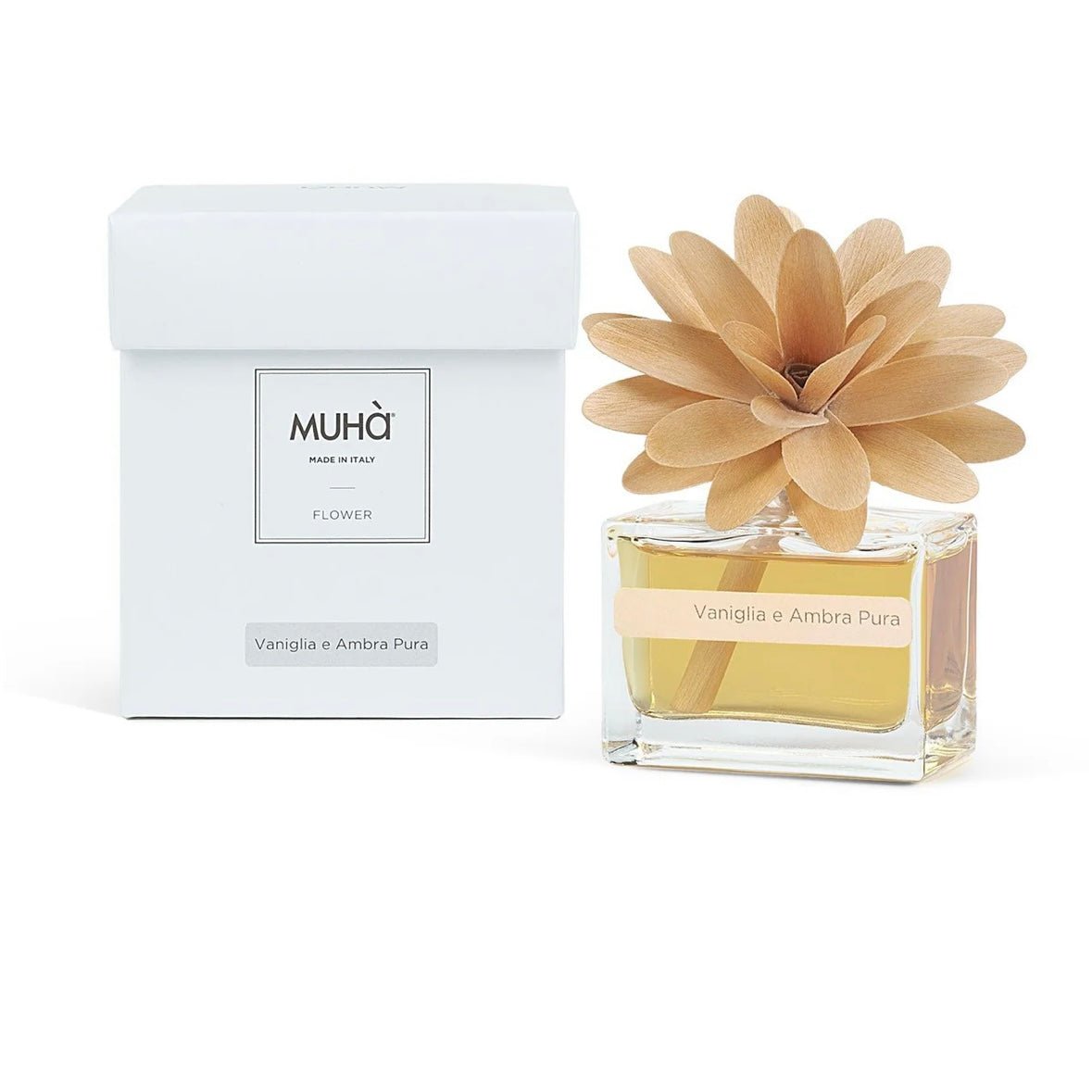 MUHÀ Flower Diffuser Profumatore d'ambiente con fiore - Vaniglia e Ambra pura - Clorophilla Shop