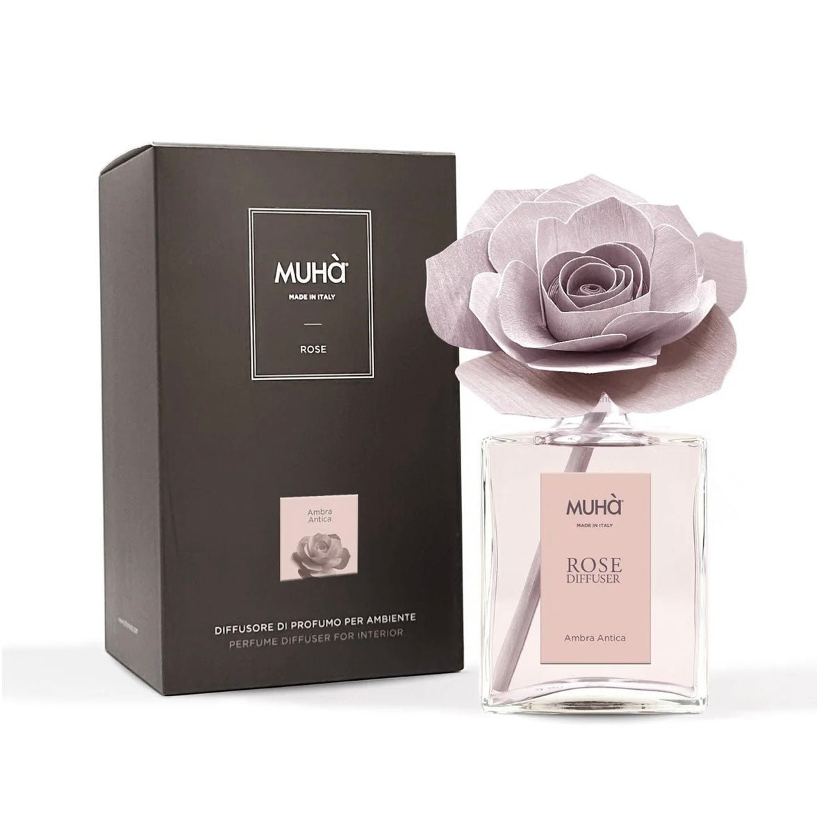 MUHÀ Rose Diffuser Profumatore ambiente con rosa - Ambra antica - Clorophilla Shop