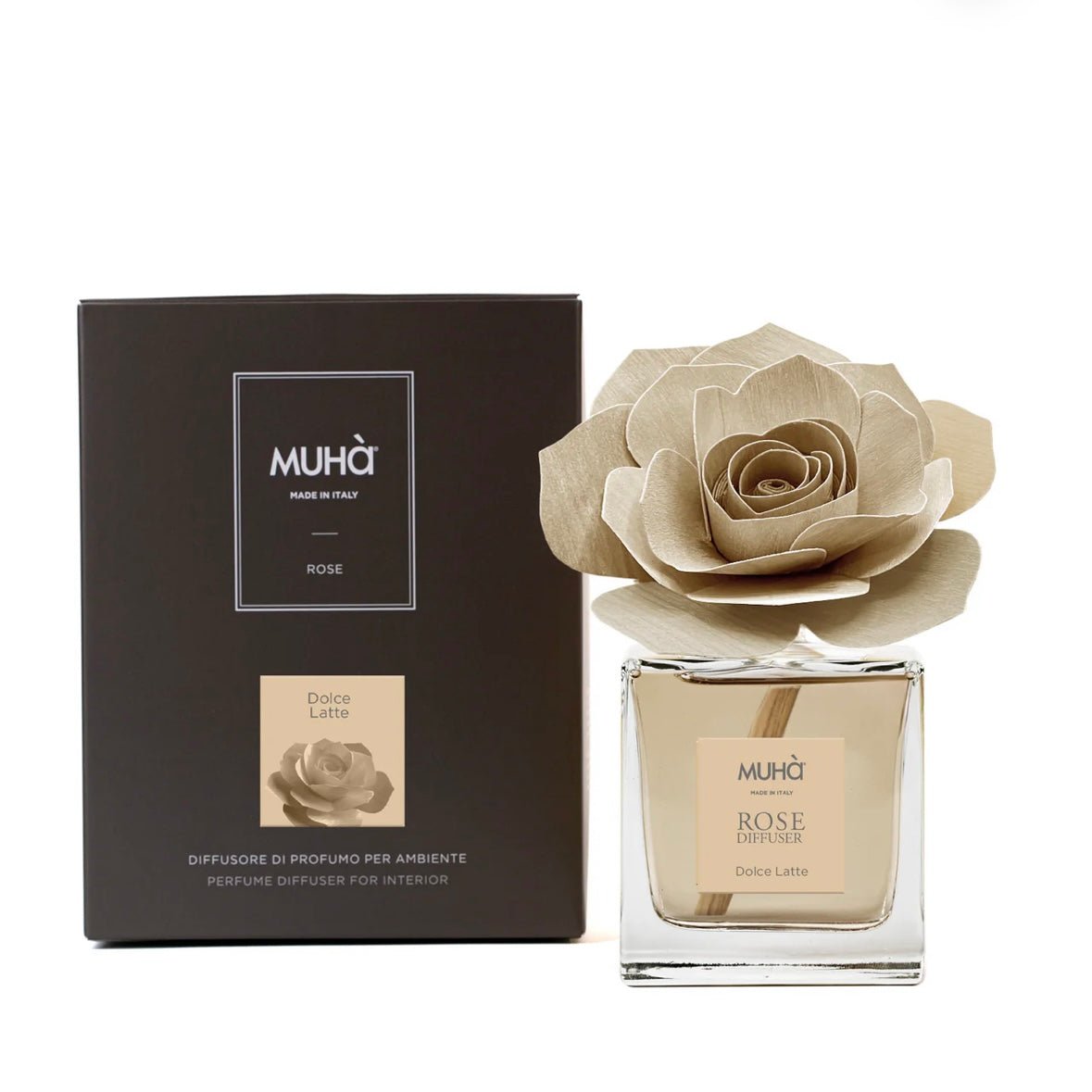 MUHÀ Rose Diffuser Profumatore ambiente con rosa - Dolce latte - Clorophilla Shop