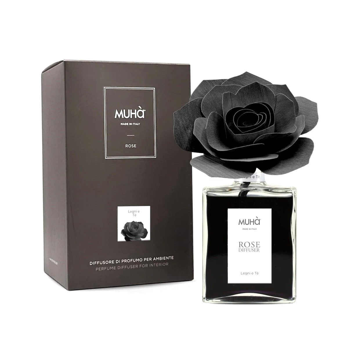 MUHÀ Rose Diffuser Profumatore ambiente con rosa - Legni e Tè - Clorophilla Shop
