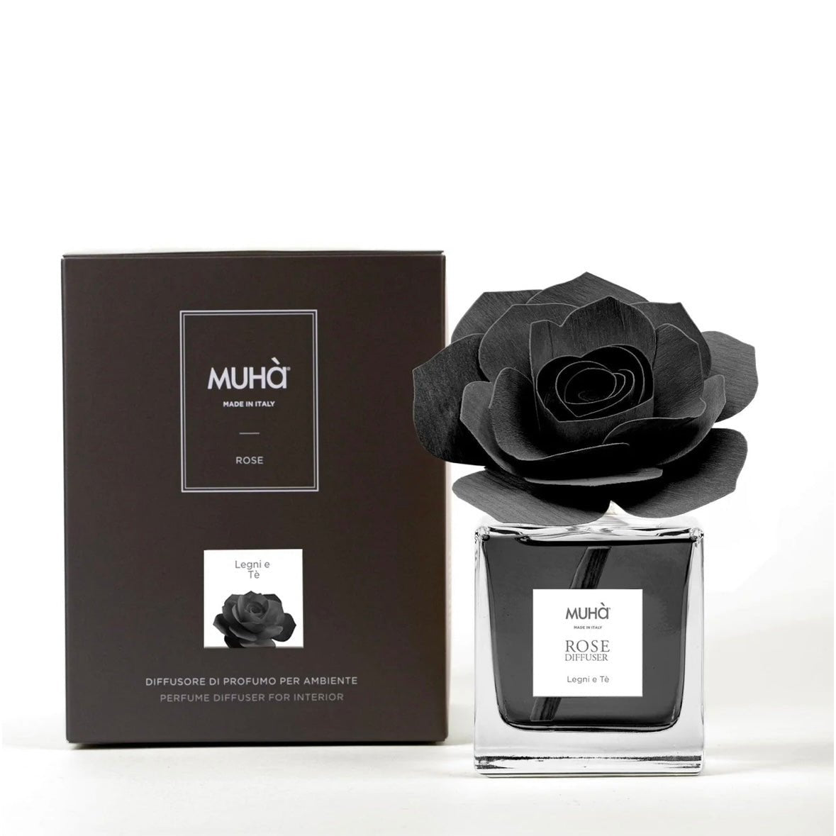 MUHÀ Rose Diffuser Profumatore ambiente con rosa - Legni e Tè - Clorophilla Shop