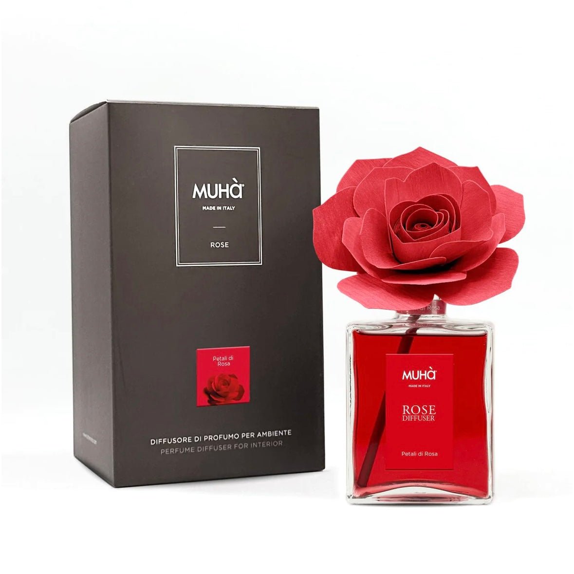 MUHÀ Rose Diffuser Profumatore ambiente con rosa - Petali di rosa - Clorophilla Shop
