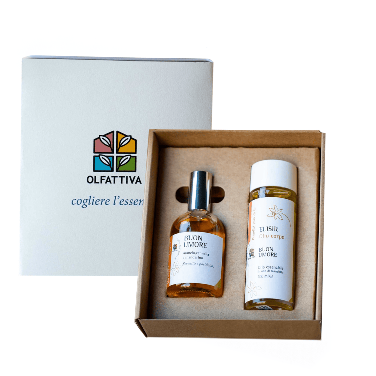 OLFATTIVA COFANETTO BUONUMORE - Profumo e olio corpo a base di puri oli essenziali - Clorophilla Shop