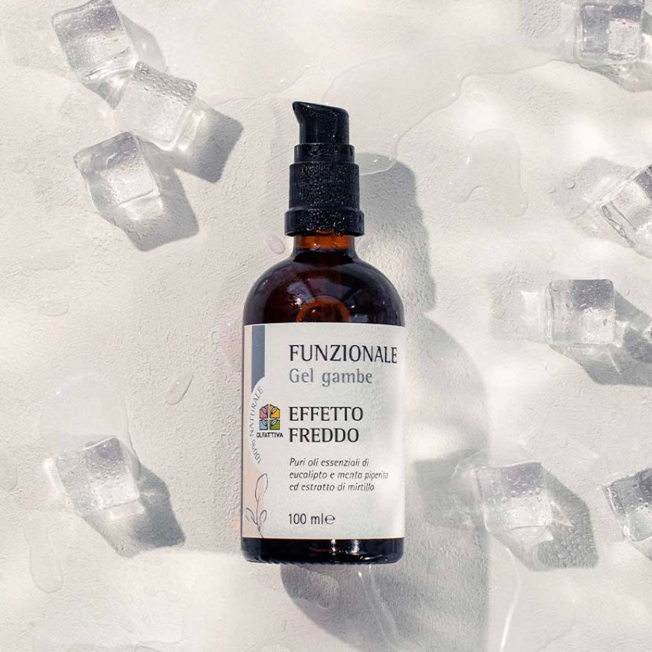 OLFATTIVA GEL GAMBE EFFETTO FREDDO - Menta piperita, Eucalipto, Mirtillo e Vite rossa - Clorophilla Shop