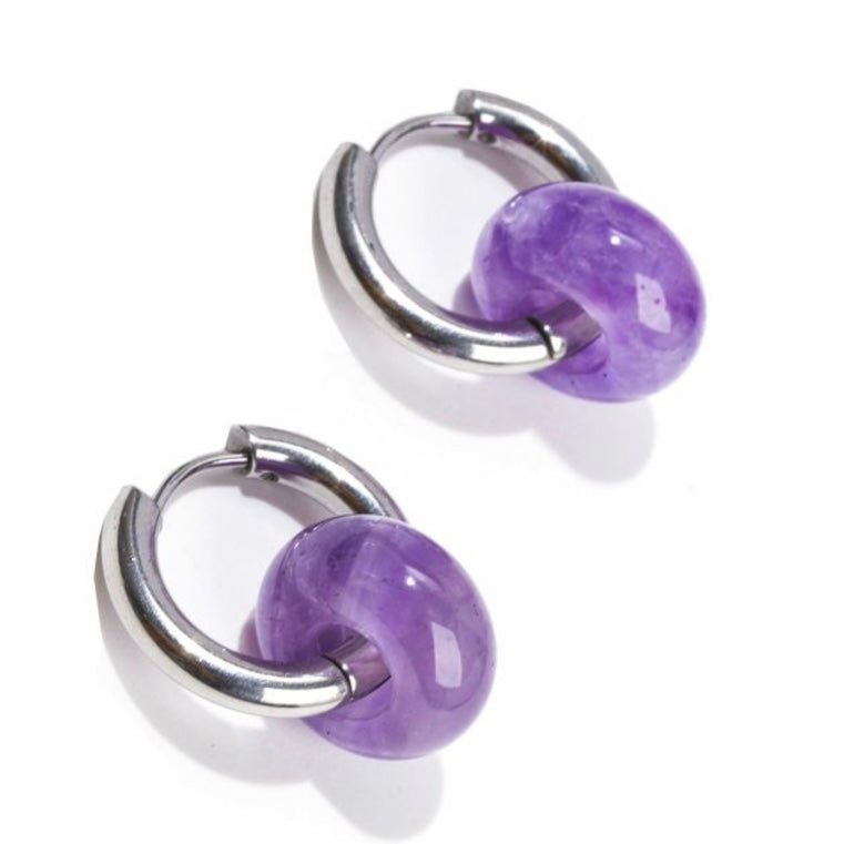 Orecchini Hope Silver in Ametista - Acciaio inossidabile - Clorophilla Shop