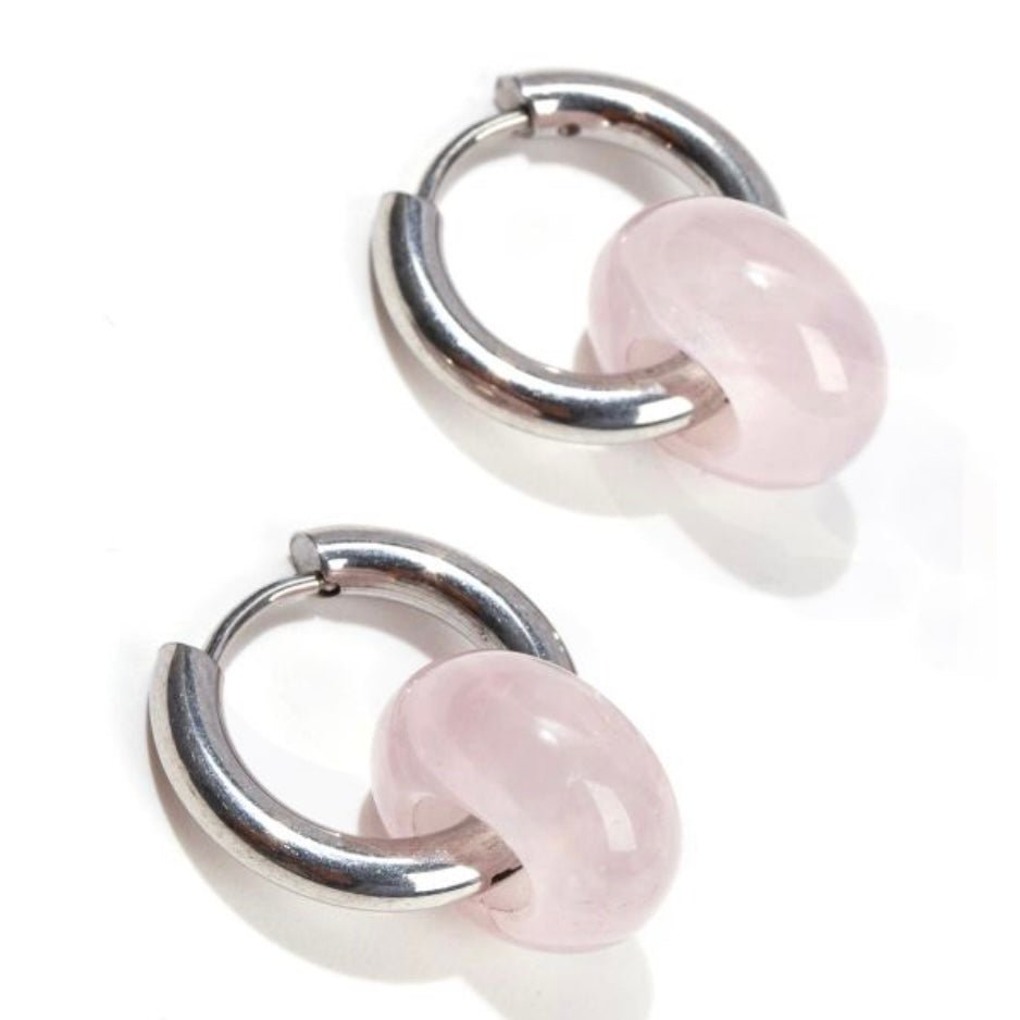 Orecchini Hope Silver in Quarzo rosa - Acciaio inossidabile - Clorophilla Shop
