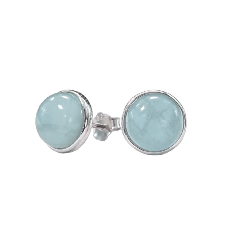 Orecchini in argento 925 con pietra Acquamarina - 8mm - Clorophilla Shop