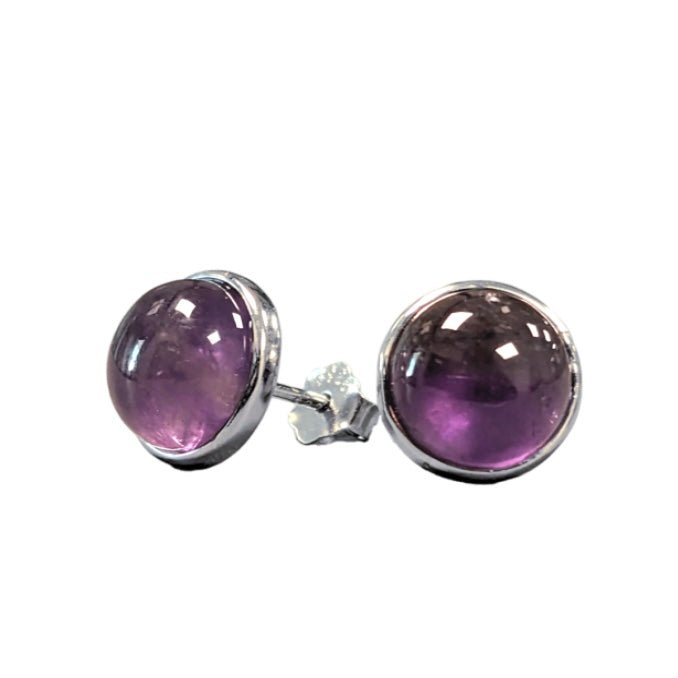 Orecchini in argento 925 con pietra Ametista - 8mm - Clorophilla Shop