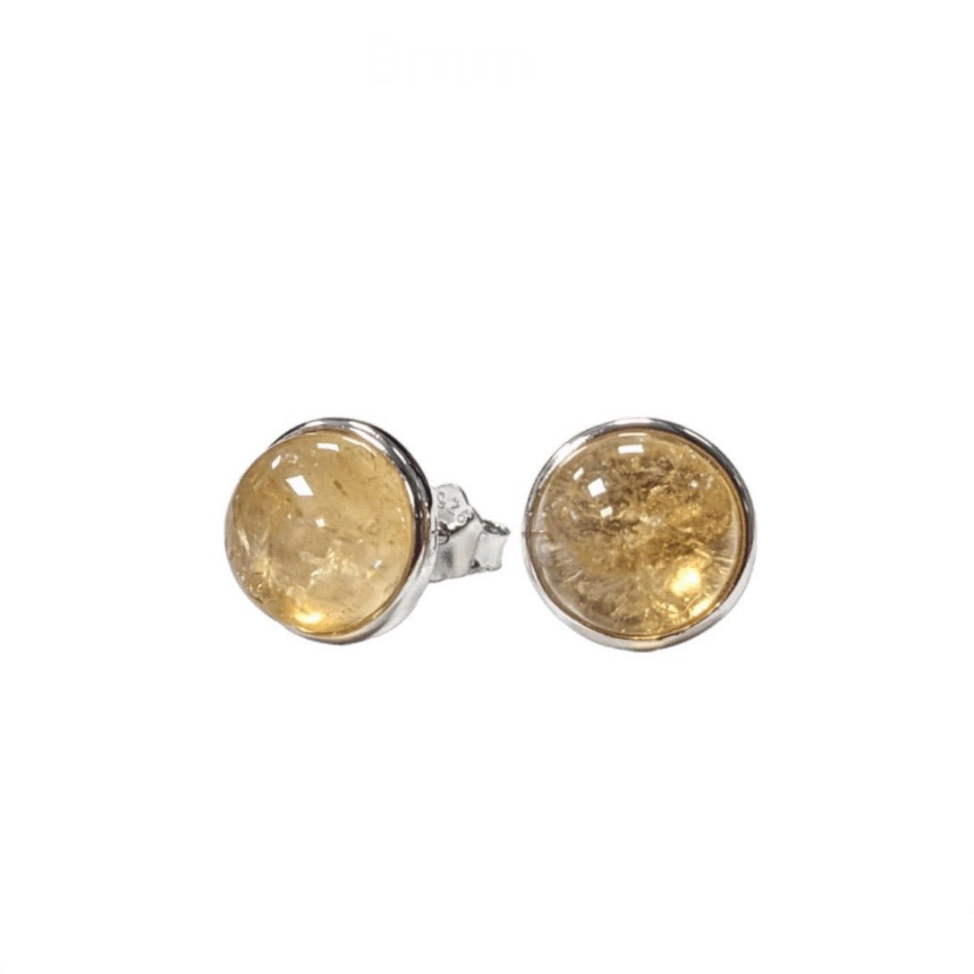 Orecchini in argento 925 con pietra Citrino - 8mm - Clorophilla Shop