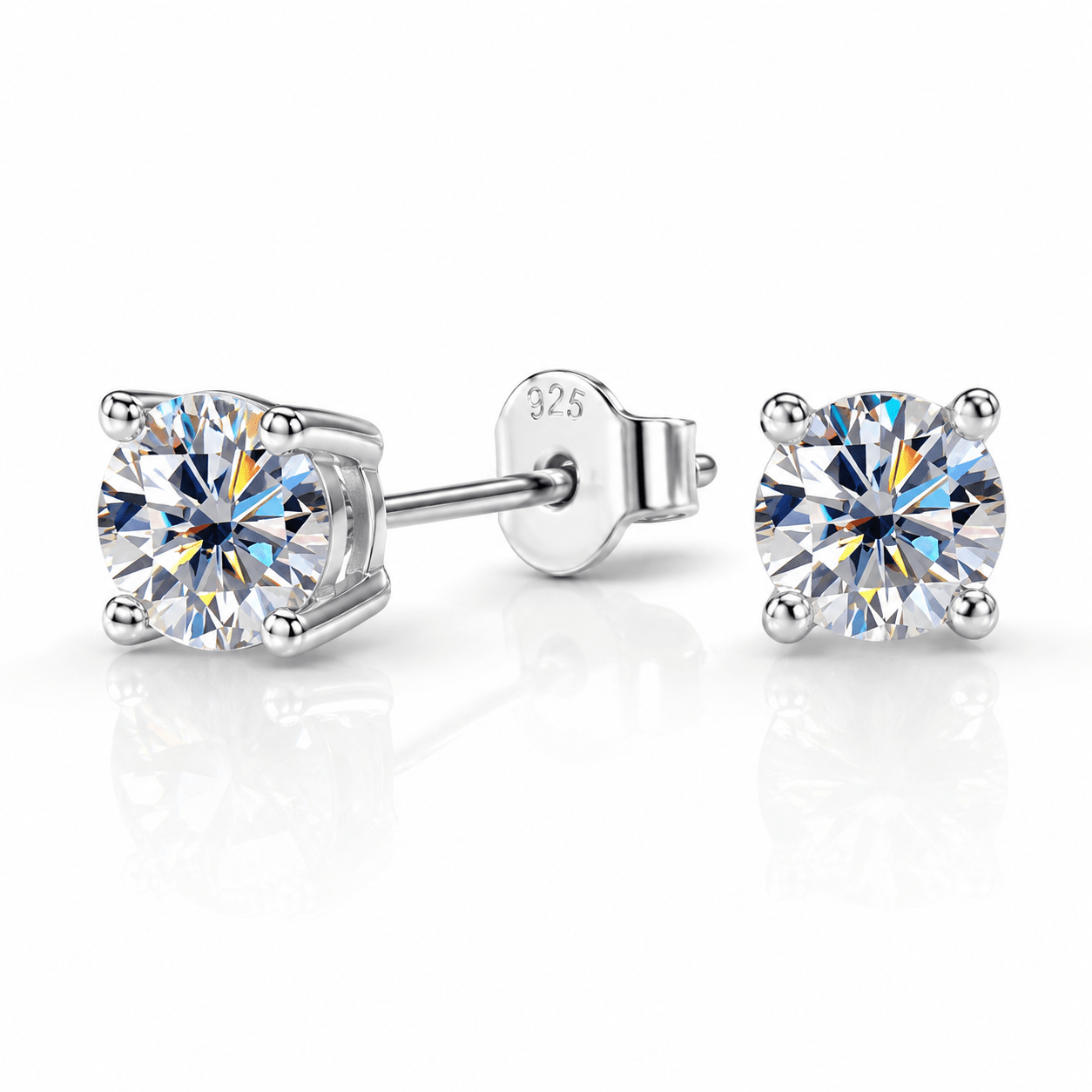 ORECCHINI SOLITARIO IN MOISSANITE SFACCETTATA - Argento 925 - Clorophilla Shop