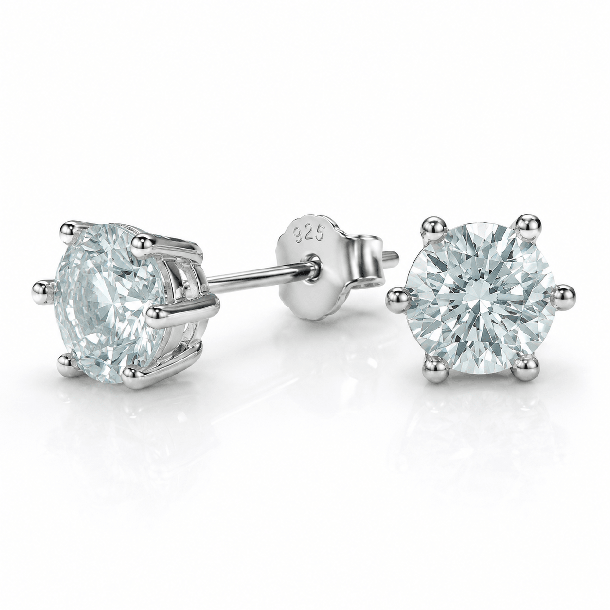 ORECCHINI SOLITARIO IN TOPAZIO AZZURRO SFACCETTATO - Argento 925 - Clorophilla Shop