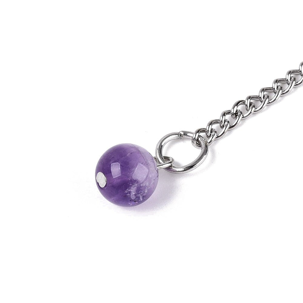 Pendolo Divinatorio in Ametista Naturale Esagonale con Catenina - Clorophilla Shop