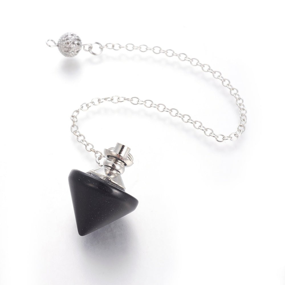 Pendolo Divinatorio in Ossidiana Naturale a Cono con catenella - Clorophilla Shop