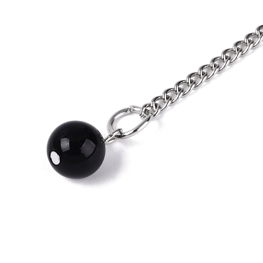 Pendolo Divinatorio in Ossidiana Nera Full Naturale Esagonale con Catenina - Clorophilla Shop