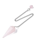 Pendolo Divinatorio in Quarzo Rosa Naturale Esagonale con Catenina - Clorophilla Shop