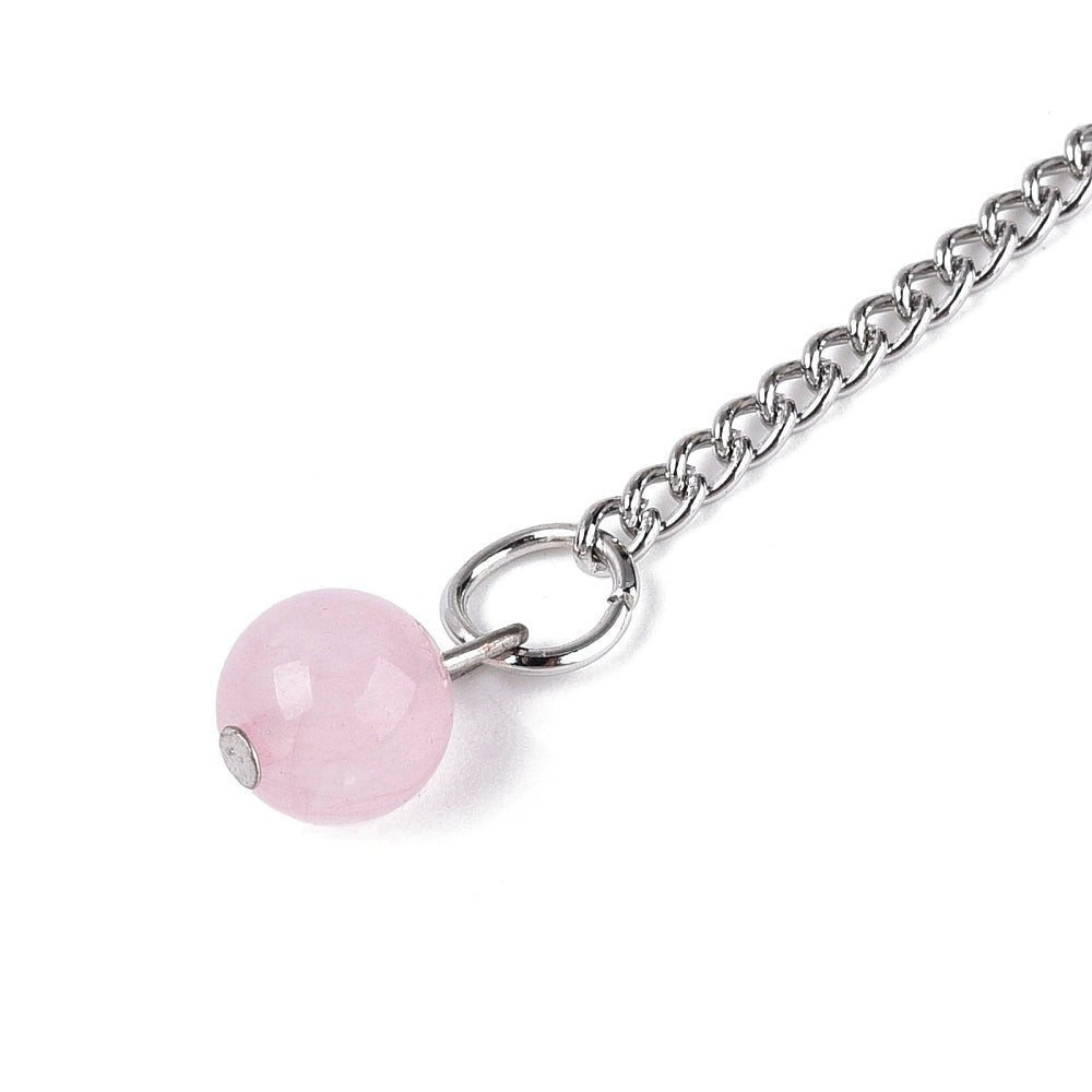 Pendolo Divinatorio in Quarzo Rosa Naturale Esagonale con Catenina - Clorophilla Shop