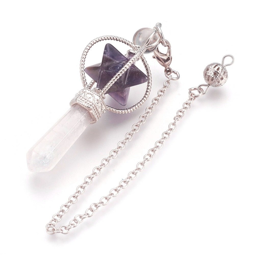 Pendolo Divinatorio Stella Merkaba in Ametista - Clorophilla Shop