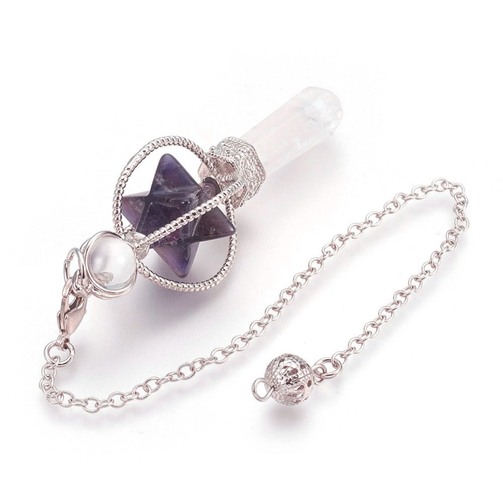 Pendolo Divinatorio Stella Merkaba in Ametista - Clorophilla Shop