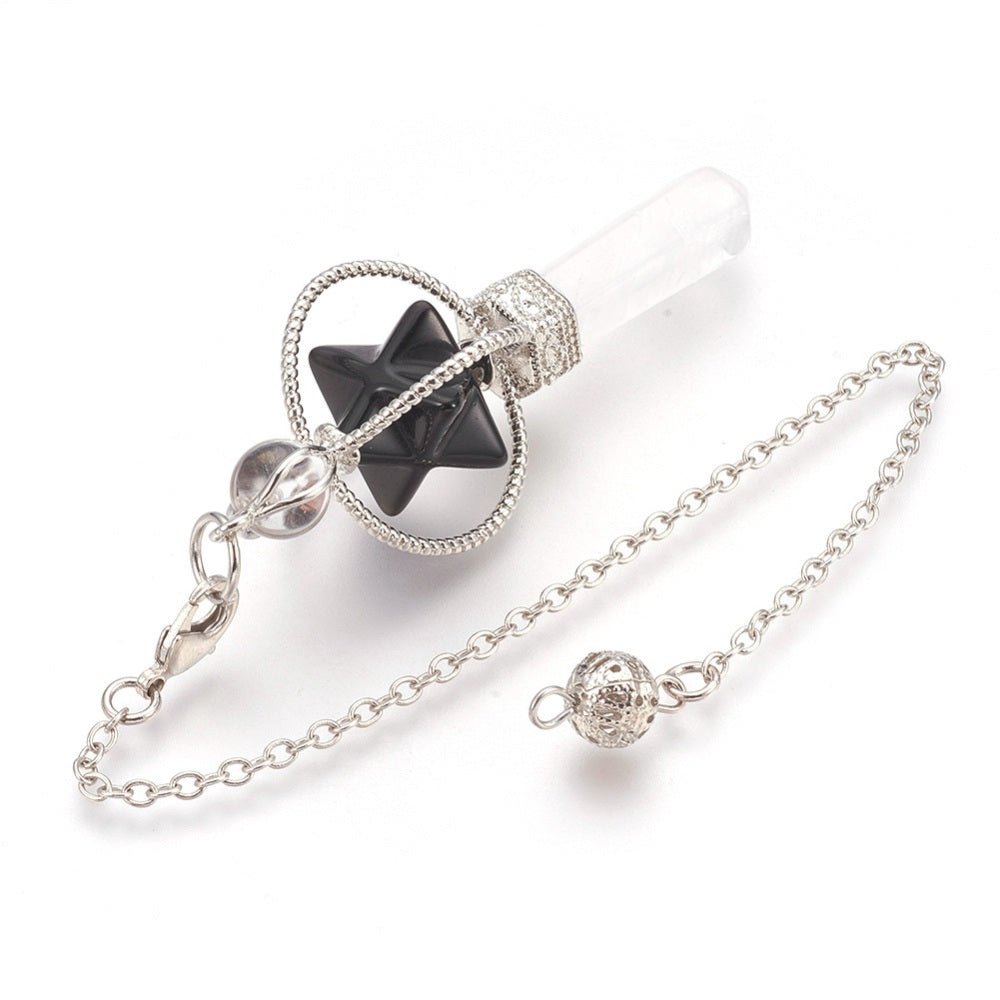 Pendolo Divinatorio Stella Merkaba in Ossidiana nera - Clorophilla Shop