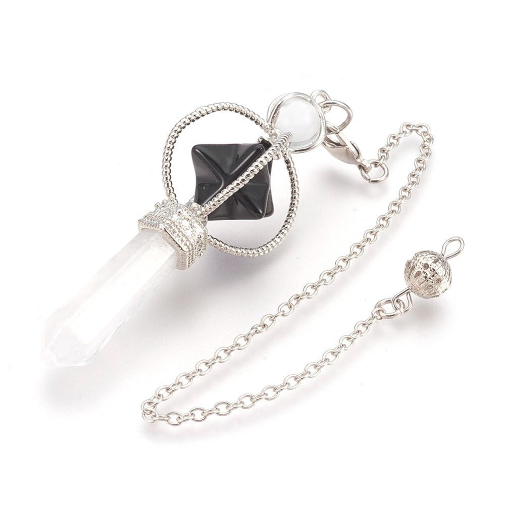 Pendolo Divinatorio Stella Merkaba in Ossidiana nera - Clorophilla Shop