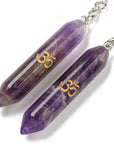 Pendolo Divinazione in Ametista con Simbolo Om - Calma e Stress - Clorophilla Shop