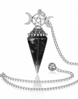 Pendolo Orgonite con Ossidiana Naturale Tripla Luna e Pentacolo - Clorophilla Shop