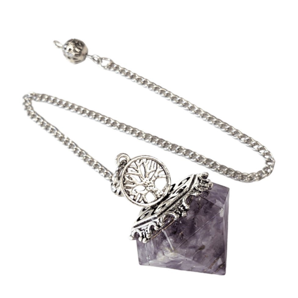 Pendolo Orgonite in Ametista con albero della vita - Clorophilla Shop