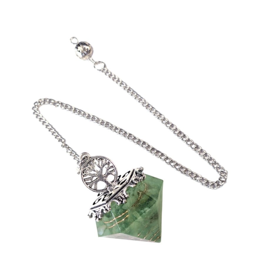Pendolo Orgonite in Avventurina verde con albero della vita - Clorophilla Shop