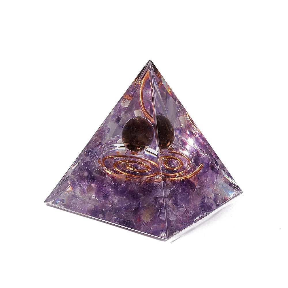 Piramide orgonica con spirale di rame - Ametista - Clorophilla Shop