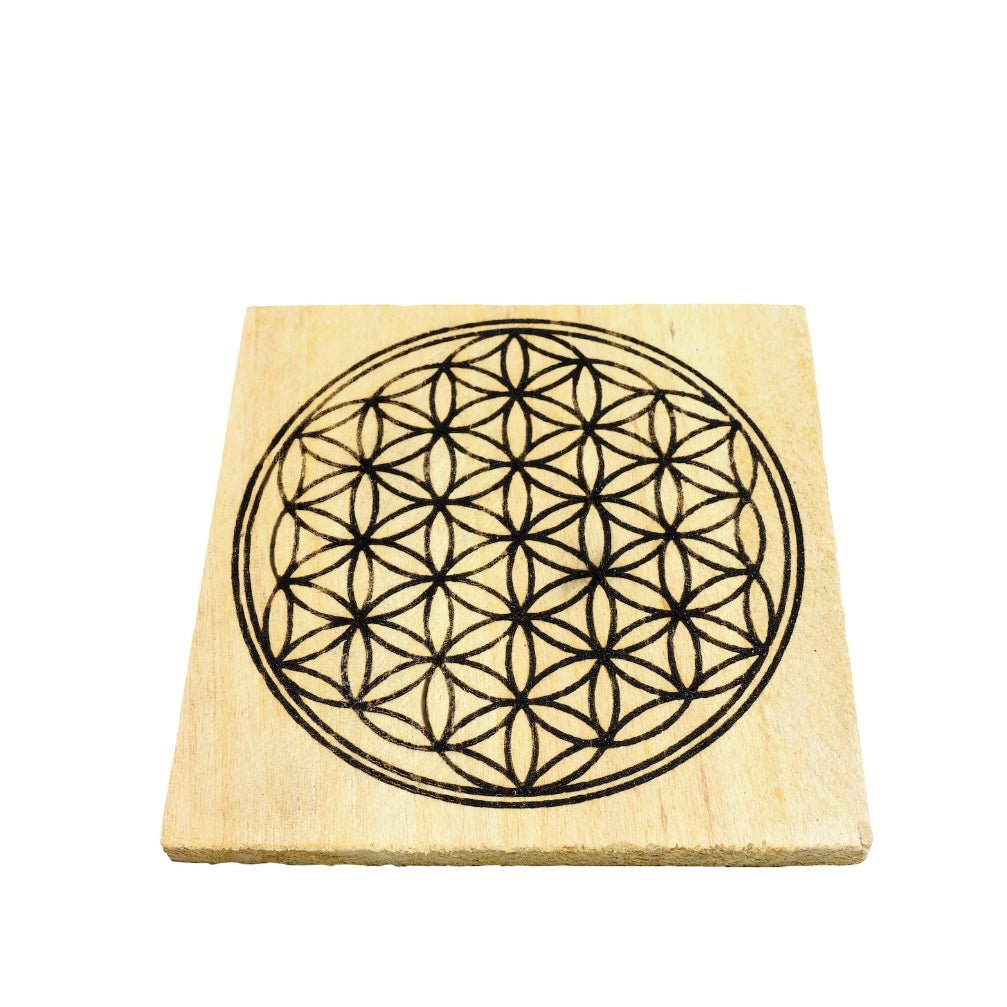 PLACCA DI RICARICA CRISTALLI IN PALO SANTO - Fiore della vita - Clorophilla Shop