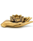 PORTACANDELA MANO CON LOTO - Purezza, crescita interiore e sviluppo spirituale - Clorophilla Shop