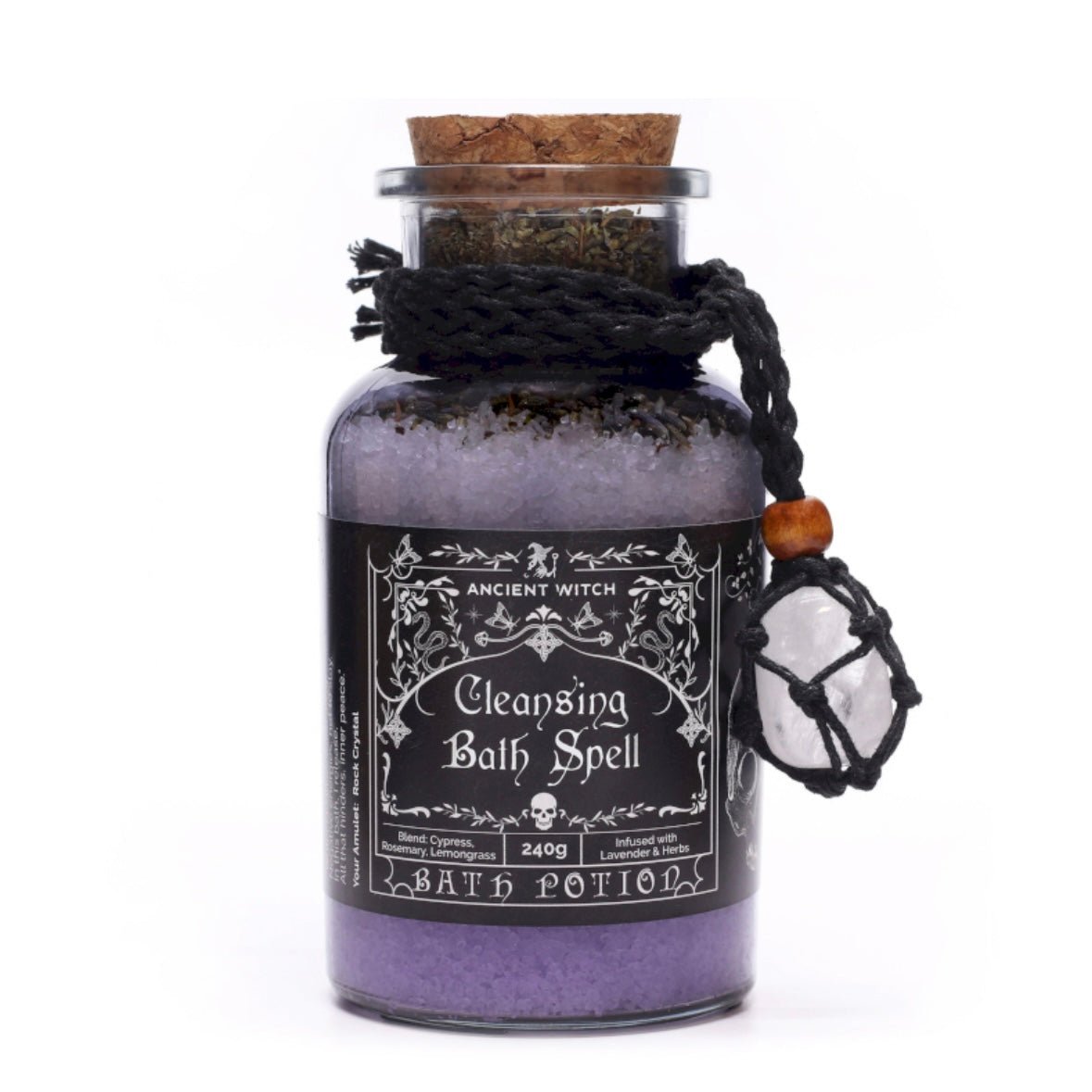 POZIONE DA BAGNO STREGONERIA ANTICA CON AMULETO IN CRISTALLO DI ROCCA - Purificazione - Clorophilla Shop