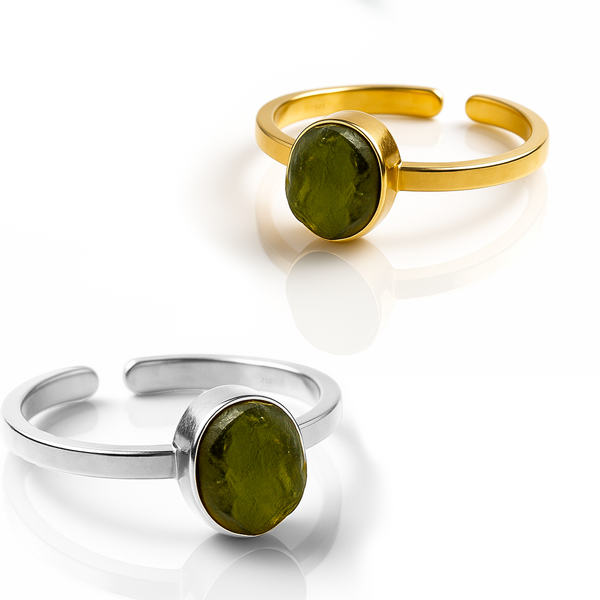 Anello Fatto A Mano Con Pietra Preziosa Moldavite: Gioielli In - Foto 3