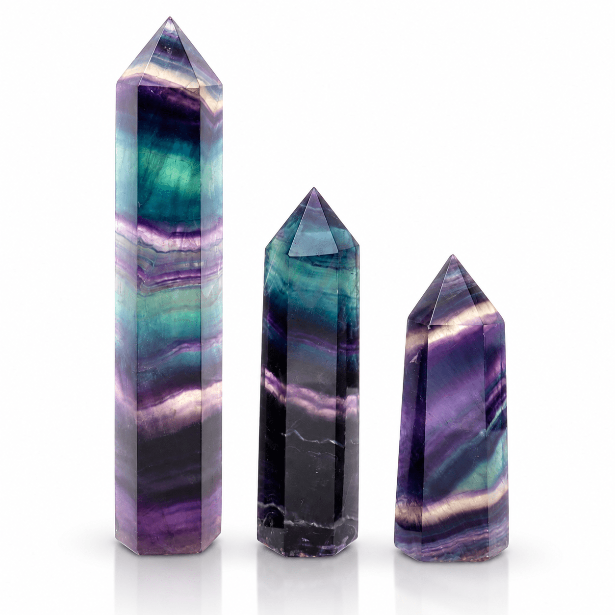 Punta di Fluorite Arcobaleno Lucidante e Riequilibrante 7-13cm - Clorophilla Shop