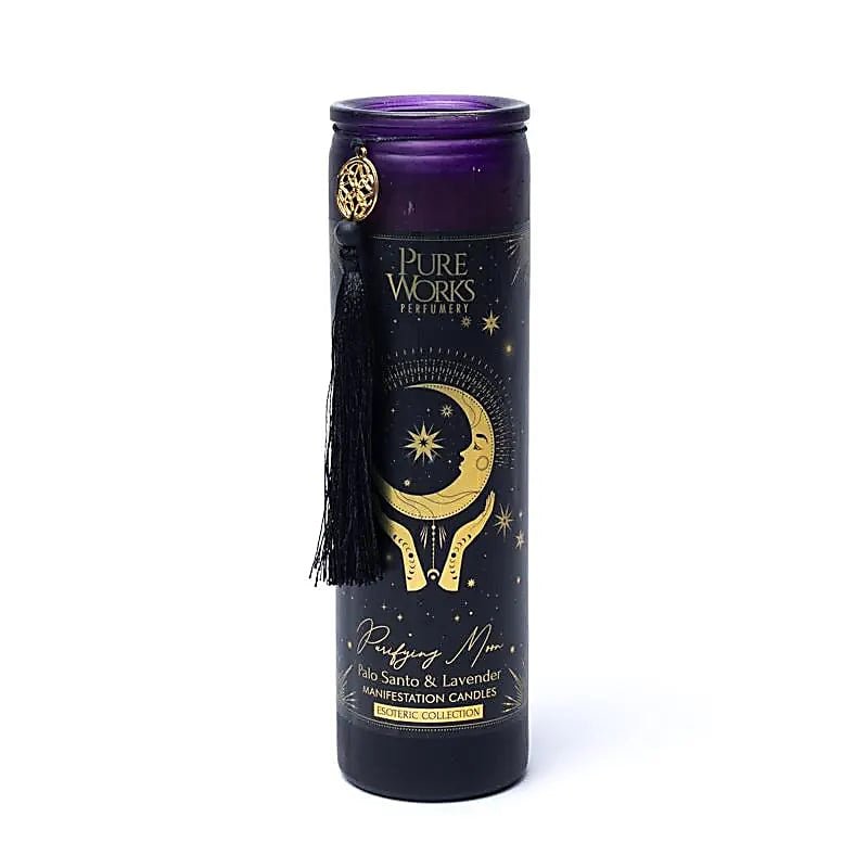 Purifying Moon Candela in vetro con Nappa - Palo Santo e Lavanda - Clorophilla Shop