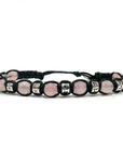 Bracciale Tibetano in Argento 925 e Quarzo Rosa - Filo in cotone cerato vari colori