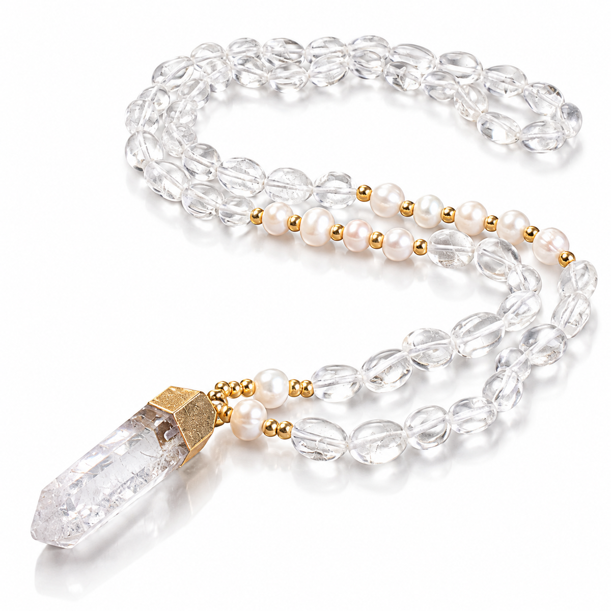 Collana con Punta in Cristallo di Rocca Naturale – Purificazione e Chiarezza