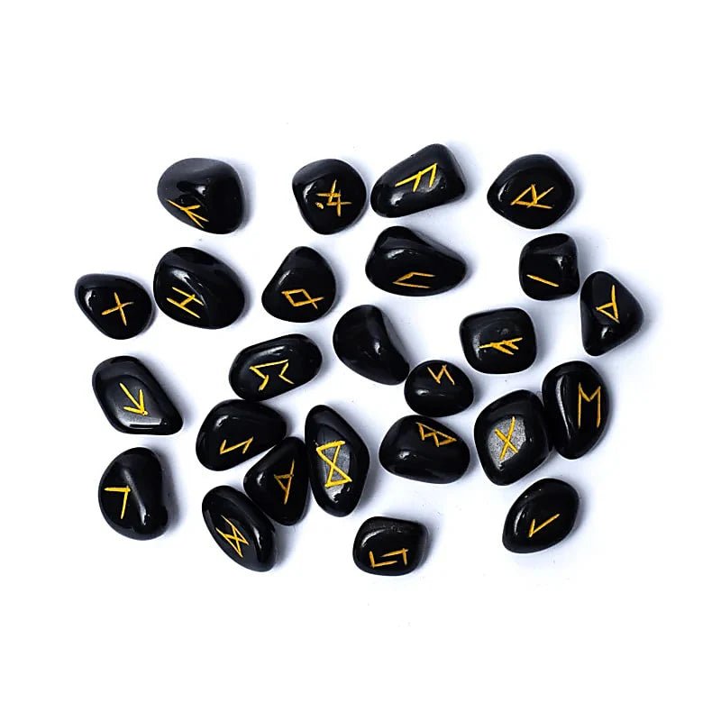 RUNE ORACOLO IN AGATA NERA - Sacchetto di velluto - Clorophilla Shop