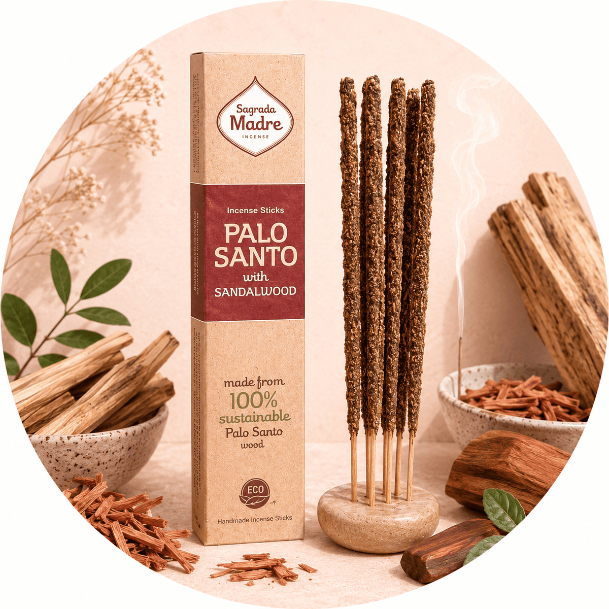 SAGRADA MADRE INCENSO LINEA PALO SANTO - Palo Santo e Sandalo - Clorophilla Shop